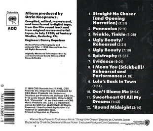 Thelonious Monk : Straight No Chaser (Music From The Motion Picture) (CD, Album)