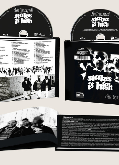 the album cover for De La Soul - Stakes Is High - 30th Anniversary [Hard Cover Book]