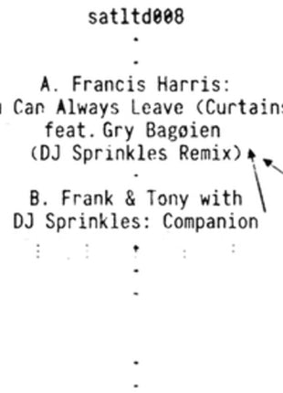 the album cover for Dj Sprinkles / Frank & Tony / Francis Harris - You Can Always Leave / Companion (Ep)