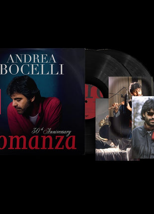 the album cover for Andrea Bocelli - Romanza - 30th Anniversary [180g Black with 3 Lithographs]