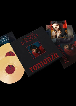 the album cover for Andrea Bocelli - Romanza - 30th Anniversary [Super Deluxe 180g Gold with Booklet + 3 Lithographs]