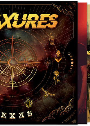 the album cover for Fraxures - Hexes [Black/Gold Splatter]