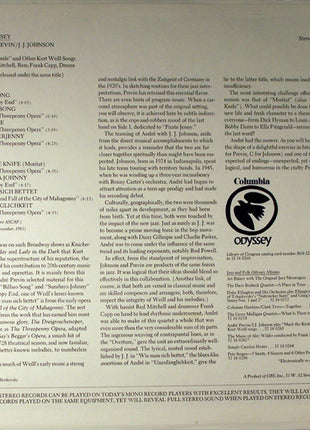 André Previn And J.J. Johnson : Play "Mack The Knife" And Other Kurt Weill Songs (LP, Album, RE)