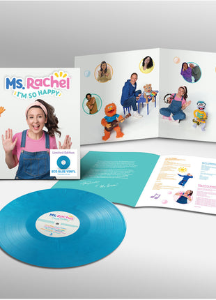 the album cover for Ms. Rachel - I'm So Happy [Eco Blue]