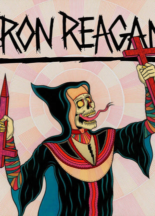 the album cover for Iron Reagan - Crossover Ministry [Milky Clear with Rainbow Splatter]