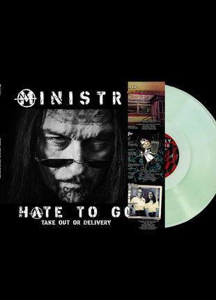 the album cover for Ministry - Hate To Go - Take Out Or Delivery [Coke Bottle Green]