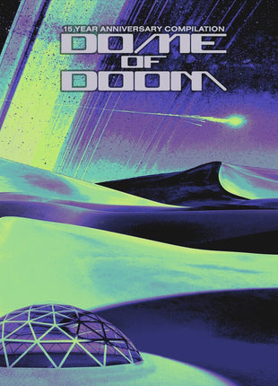 the album cover for Various Artists - Dome of Doom Records 15 Year Anniversary Compilation [Clear Purple / Sea-foam Green Vinyl]