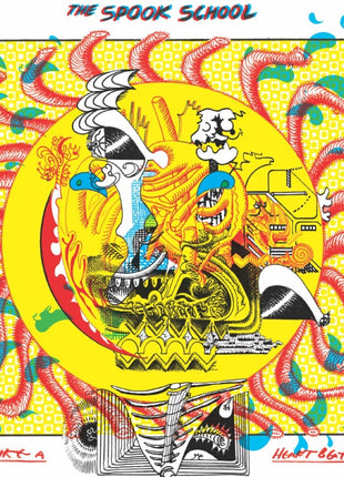 the album cover for Spook School - Like A Heartbeat - Blue & Yellow Splatter Vinyl