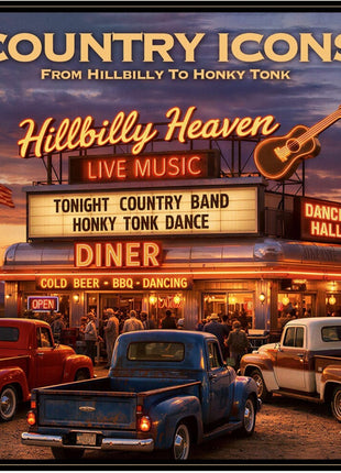 the album cover for Country Icons: From Hillbilly To Honky Tonk / Var - Country Icons: From Hillbilly To Honky Tonk / Var