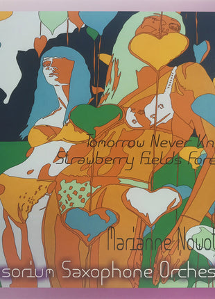 the album cover for Sensorium Saxophone Orchestra - Tomorrow Never Knows/Strawberry Fields Forever