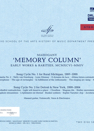 the album cover for Mahogany - Memory Column