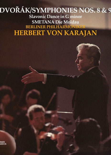 the album cover for Herbert Karajan  Von - Dvorak Symphonies 8 & 9 Smetana Moldau