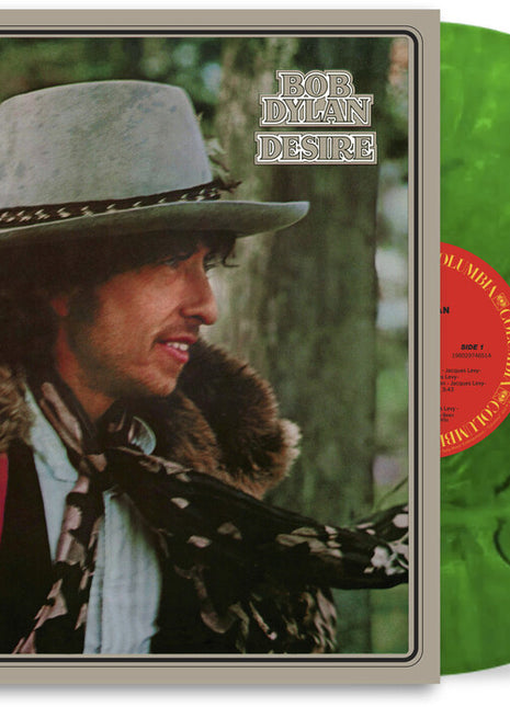 the album cover for Bob Dylan - Desire - [D2C / Indie Exclusive Cypress Green Marbled]