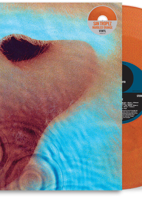 the album cover for Pink Floyd - Meddle - [D2C / Indie Exclusive San Tropez Orange Marble]
