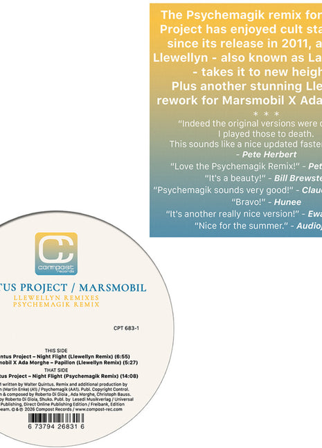 the album cover for Quintus Project / Marsmobil - Llewellyn / Psychemagik Remixes