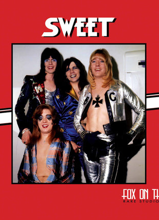 the album cover for Sweet - Fox On The Run - Rare Studio Tracks [Silver / Red Splatter]