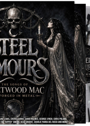 the album cover for Various Artists - Steel Rumours - The Songs of Fleetwood Mac Reforged in Steel [Black / Clear / White Splatter]
