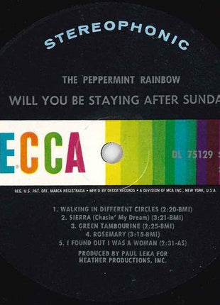 The Peppermint Rainbow : Will You Be Staying After Sunday (LP, Album, Glo)