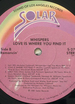 The Whispers : Love Is Where You Find It (LP, Album, SP )