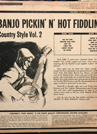 Bill Emerson & His Virginia Mountaineers : Banjo Pickin' N' Hot Fiddlin' Country Style Vol. 2 (LP, Album)