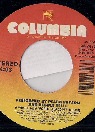 Peabo Bryson & Regina Belle : A Whole New World (Aladdin's Theme) (7")