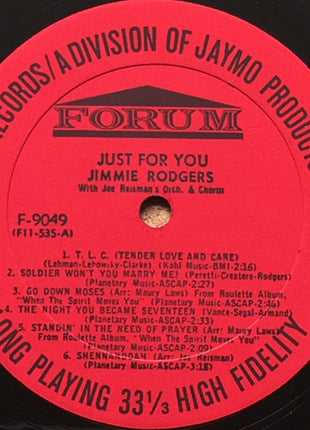 Jimmie Rodgers (2) : Just For You (LP, Mono)