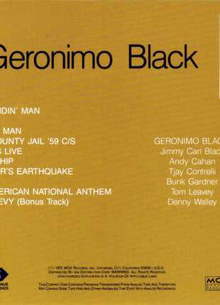 Geronimo Black : Geronimo Black (CD, Album, RE)