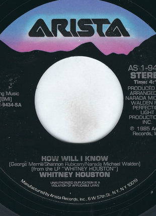 Whitney Houston : How Will I Know (7", Single, Styrene, Ind)