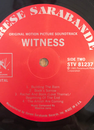 Maurice Jarre : Witness (Original Motion Picture Soundtrack) (LP, Album)
