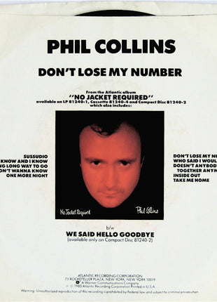 Phil Collins : Don't Lose My Number (7", Spe)