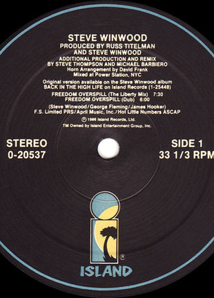 Steve Winwood : Freedom Overspill (12", Maxi, SRC)