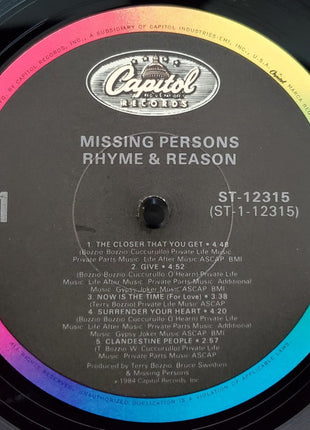Missing Persons : Rhyme & Reason (LP, Album, Jac)