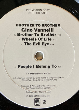 Gino Vannelli : Brother To Brother (LP, Album, Promo)