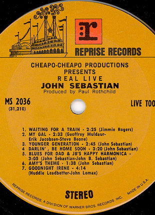 John Sebastian : Cheapo-Cheapo Productions Presents Real Live (LP, Album, Pit)