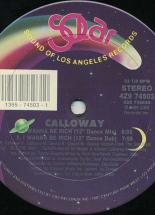 Calloway : I Wanna Be Rich (12", Maxi)