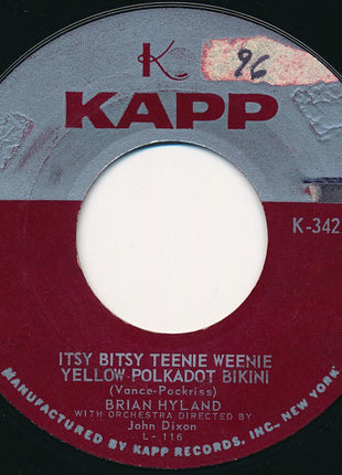 Brian Hyland : Itsy Bitsy Teenie Weenie Yellow Polkadot Bikini (7", Single)