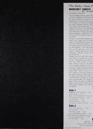 Margaret Christl And Ian Robb With Grit Laskin : The Barley Grain For Me (LP, Album)