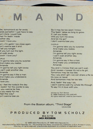 Boston : Amanda (7", Single, Glo)