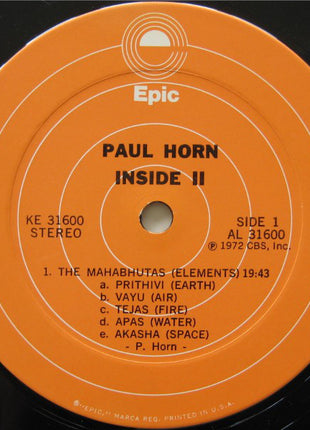 Paul Horn : Inside II (LP, Album, Gat)