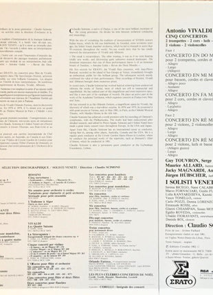 Antonio Vivaldi - I Solisti Veneti, Claudio Scimone : 5 Concertos Pour 2 Trompettes ~ 2 Cors ~ Luth ~ Basson ~ 2 Violons & 2 Violoncelles (LP)