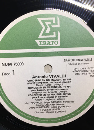 Antonio Vivaldi - I Solisti Veneti, Claudio Scimone : 5 Concertos Pour 2 Trompettes ~ 2 Cors ~ Luth ~ Basson ~ 2 Violons & 2 Violoncelles (LP)