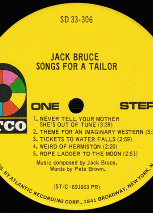 Jack Bruce : Songs For A Tailor (LP, Album, PR/)
