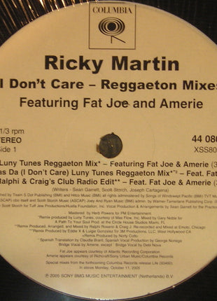 Ricky Martin : I Don't Care (Reggaeton Mixes) (12")