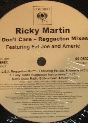 Ricky Martin : I Don't Care (Reggaeton Mixes) (12")
