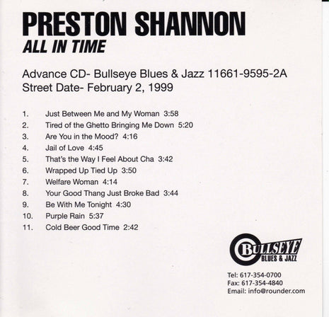 Preston Shannon : All In Time  (CD, Album, Promo)