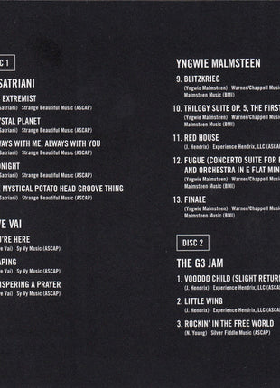 G3 (6), Joe Satriani, Steve Vai, Yngwie Malmsteen : G3 Live: Rockin' In The Free World (2xCD, Album)