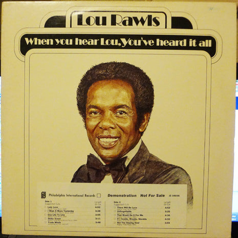 Lou Rawls : When You Hear Lou, You've Heard It All (LP, Album, Promo)