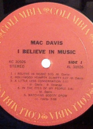 Mac Davis : I Believe In Music (LP, Album)