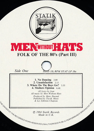 Men Without Hats : Folk Of The 80's (Part III) (LP, Album)