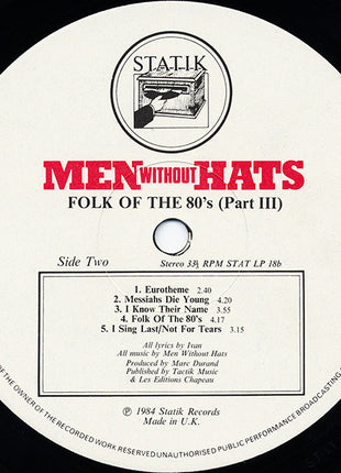 Men Without Hats : Folk Of The 80's (Part III) (LP, Album)